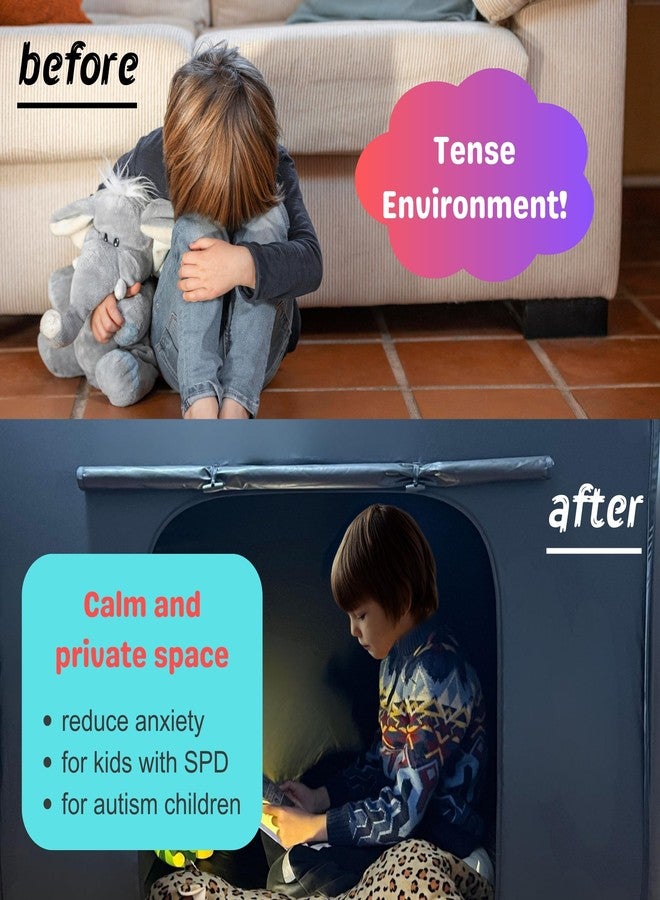 lukidoki Sensory Tent for Kids & Adults with Autism, ADHD, SPD - CPC Certification Large Size 47x47in Calm Corner Helps Children Relax, Reduce Anxiety & Improve Focus - Pop-up Blackout Play Tent - Image 3