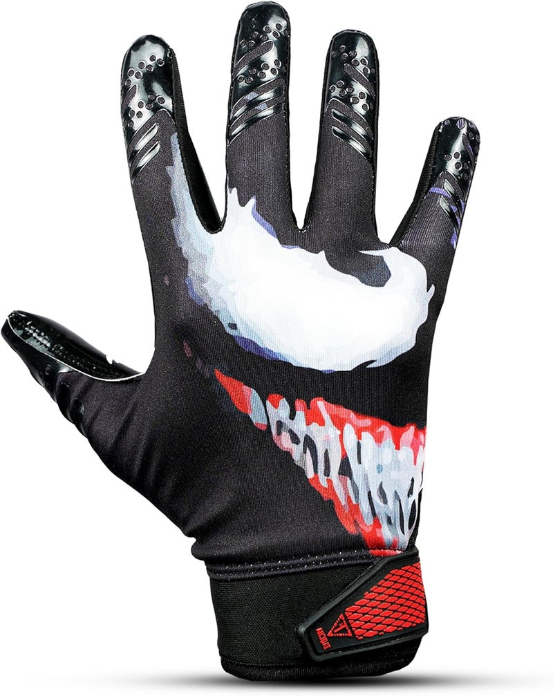 TAQCHA Villain Football Receiver Gloves – Elite Stick Grip Football Gloves for Adults & Youth – Ultra Sticky, Breathable, Durable Gloves for Wide Receivers, Pro Performance Game Gloves - Image 5