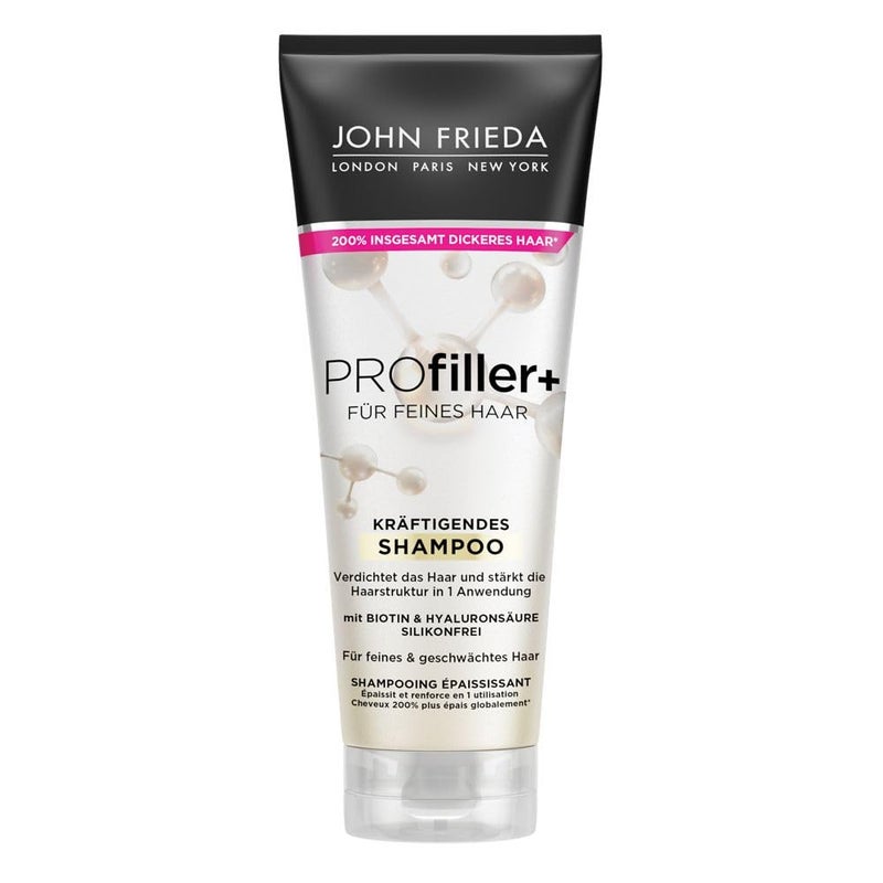 John Frieda Profiller+ Shampoo – Content: 250 ml – Hair Type: Fine, Weakened – Strengthens the Hair Structure in One Application – Silicone-Free