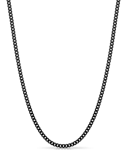 Fiusem 35mm Black Chain for Men Black Cuban Link Chain Necklace for Men and Women Stainless Steel Cuban Necklace 24 Inch - Image 1