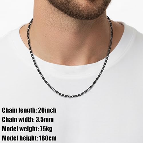 Fiusem 35mm Black Chain for Men Black Cuban Link Chain Necklace for Men and Women Stainless Steel Cuban Necklace 24 Inch - Image 3
