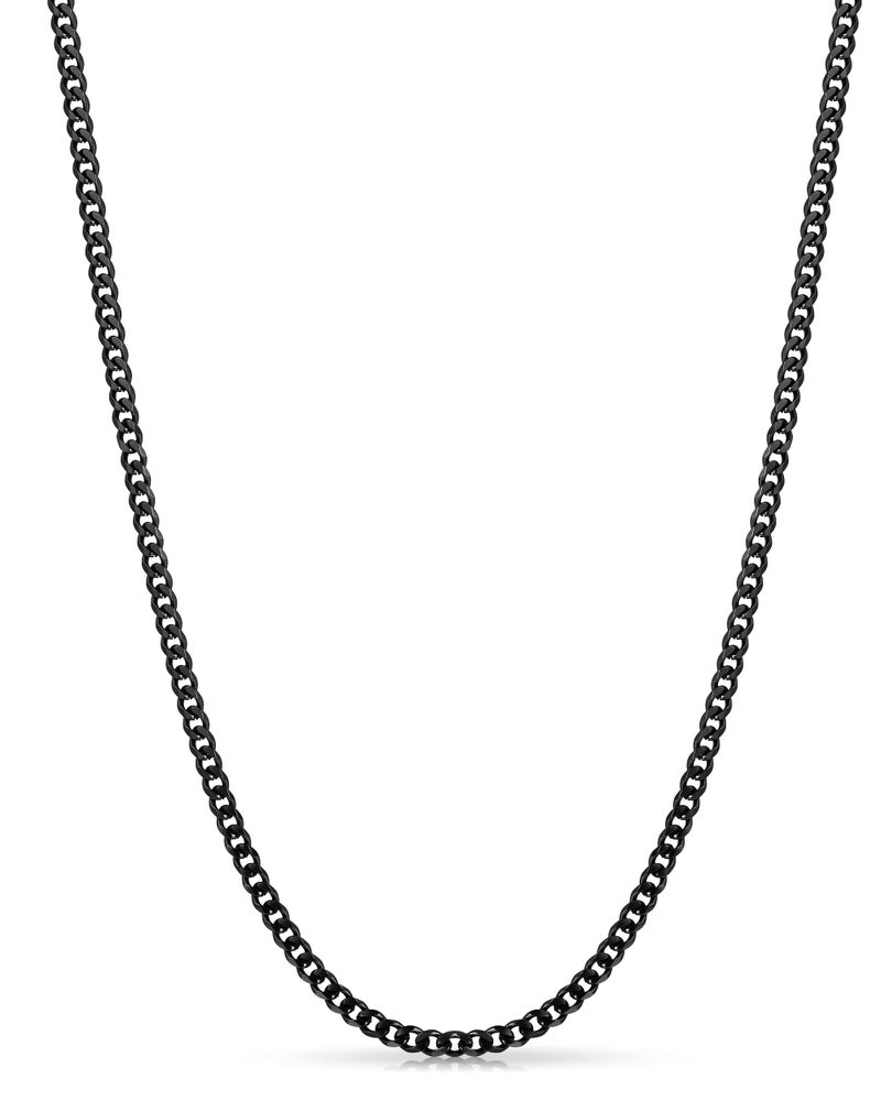 Fiusem 35mm Black Chain for Men Black Cuban Link Chain Necklace for Men and Women Stainless Steel Cuban Necklace 24 Inch - Image 2
