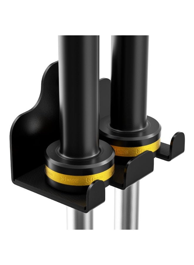 KISSUN Olympic Barbell Hanger,Garage Gym Bar Wall Rack,Vertical Barbell Mount Rack,Black Powder Coated,Space Saving Commercial or Home Gym Accessory,Holds Under 33mm Bar Size - Image 1