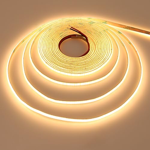 GOMING 12V 5mm Width COB LED Strip Light Warm White 3000K 16.4ft(5M) 2000LEDs CRI 93+ Uniform Glow Flexible Not Waterproof IP20 LED Tape Lights for DIY Bedroom Kitchen Home Decor(No Power Supply) - Image 4