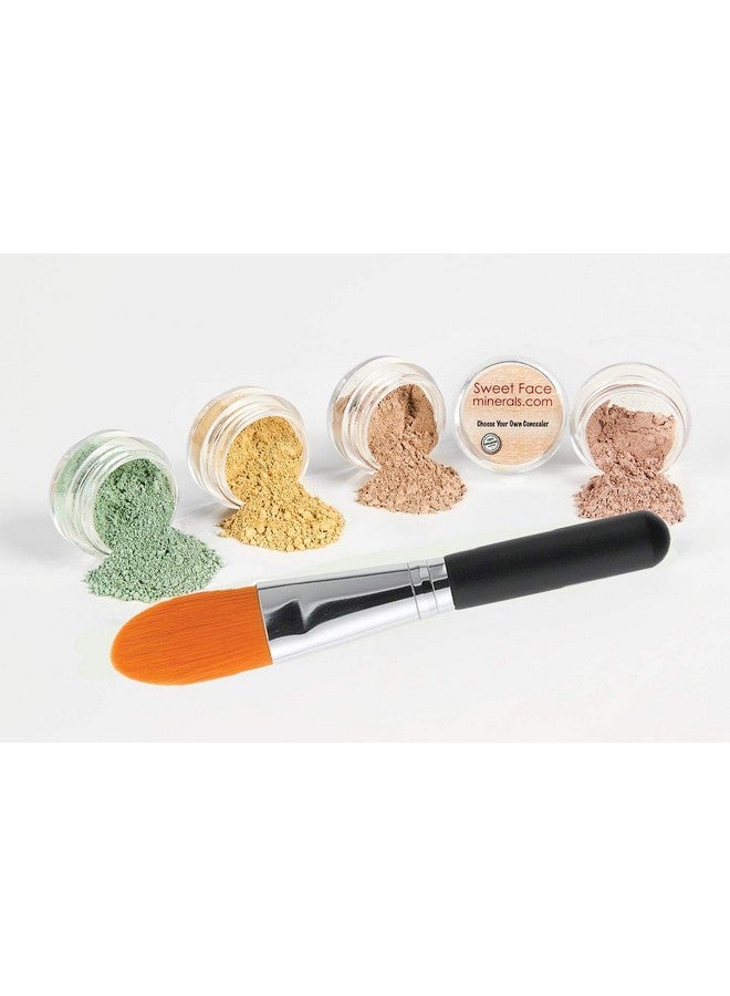 Sweet Face Minerals Concealer & Corrector Kit With Brush Mineral Makeup Set Bare Skin Matte Powder (5 Gram Sample Size Jars Medium Concealer) - Image 1