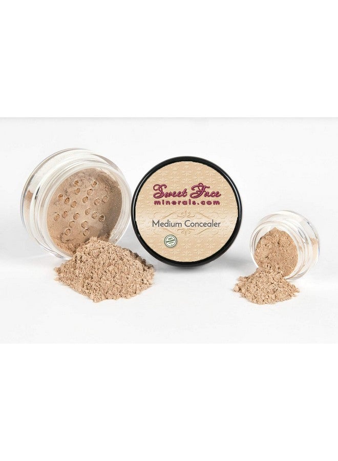 Sweet Face Minerals Concealer & Corrector Kit With Brush Mineral Makeup Set Bare Skin Matte Powder (5 Gram Sample Size Jars Medium Concealer) - Image 4