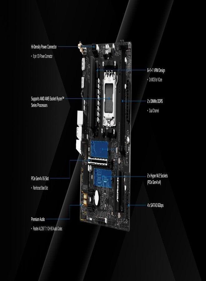 أسروك لوحة أم ASRock A620AM-X WiFi Micro-ATX | مقبس AMD AM5 | تدعم معالجات Ryzen 9000/8000/7000 | ذاكرة DDR5 بتردد 8000+ مع إمكانية كسر السرعة | واي فاي 5 | منفذ LAN بسرعة 2.5 جيجابت | إمكانية استعادة BIOS - Image 5