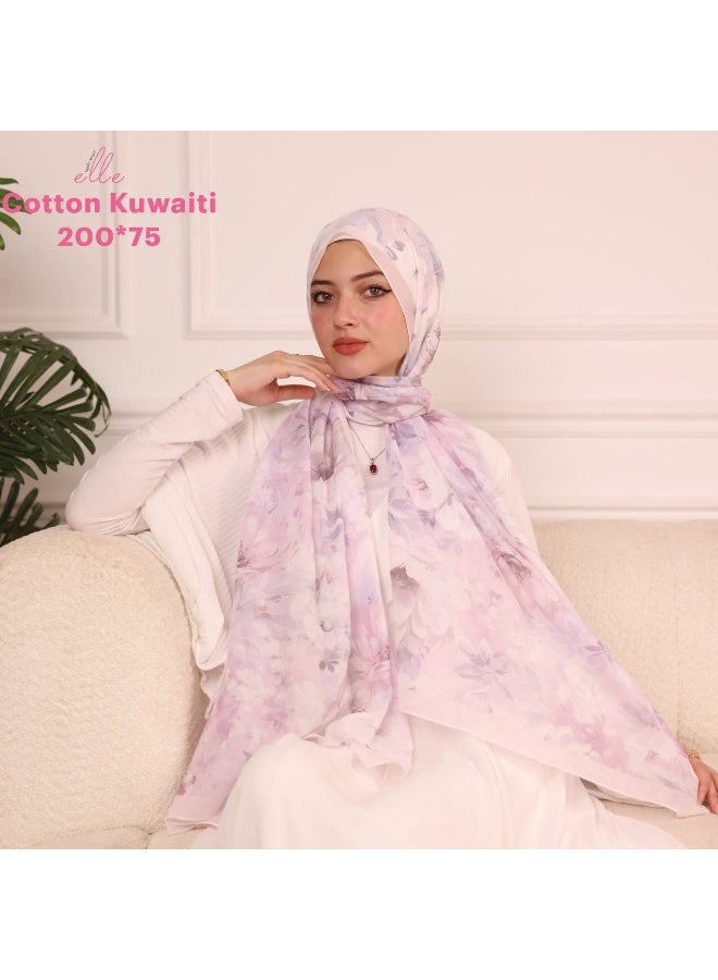 طرحة وشاح حجاب إسلامي قطن كويتي فاخر للنساء – تصميم أنيق للمناسبات والاستخدام اليومي – مقاس 200 × 75 سم