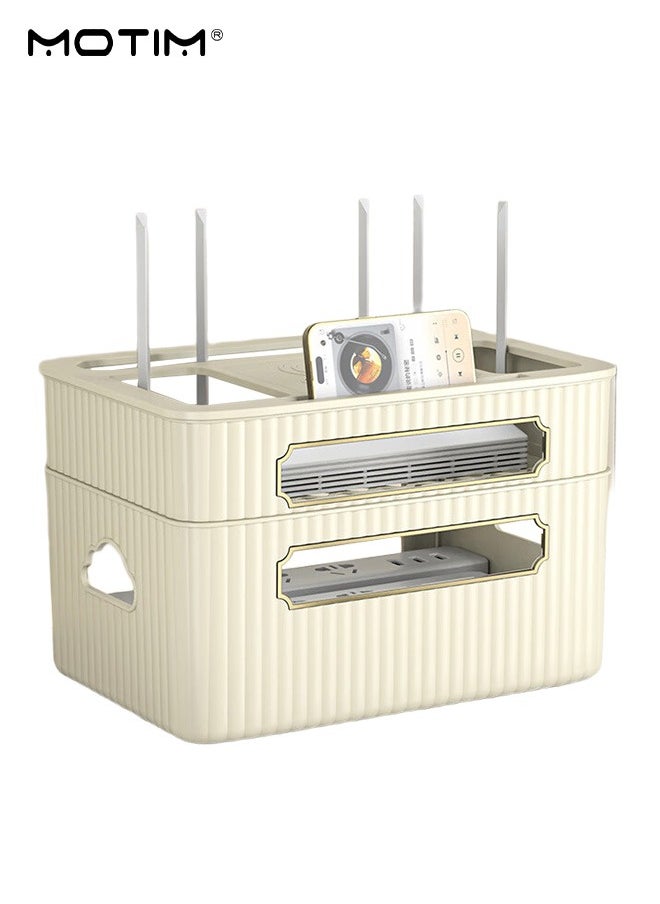 Motim 2 Layers Desk Cable Management Box, Cord Organizer for Desk, Cable Organizer Box For Power Strips, Surge Protectors, Router, Chargers, Adapters, TV Computer Wires Cable Hidden Box  - Image 1