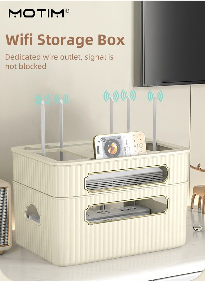 Motim 2 Layers Desk Cable Management Box, Cord Organizer for Desk, Cable Organizer Box For Power Strips, Surge Protectors, Router, Chargers, Adapters, TV Computer Wires Cable Hidden Box  - Image 2