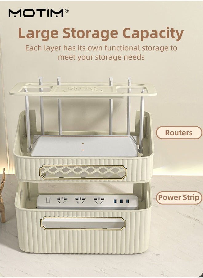 Motim 2 Layers Desk Cable Management Box, Cord Organizer for Desk, Cable Organizer Box For Power Strips, Surge Protectors, Router, Chargers, Adapters, TV Computer Wires Cable Hidden Box  - Image 5