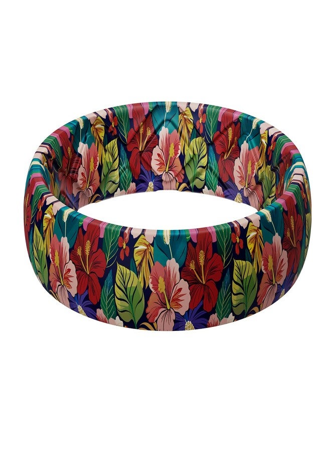 Egnaro Women's Silicone Statement Rings, 5.2mm Wide 2mm Thick Rubber Printed Floral Bands For Her Size 4-12 - Image 1