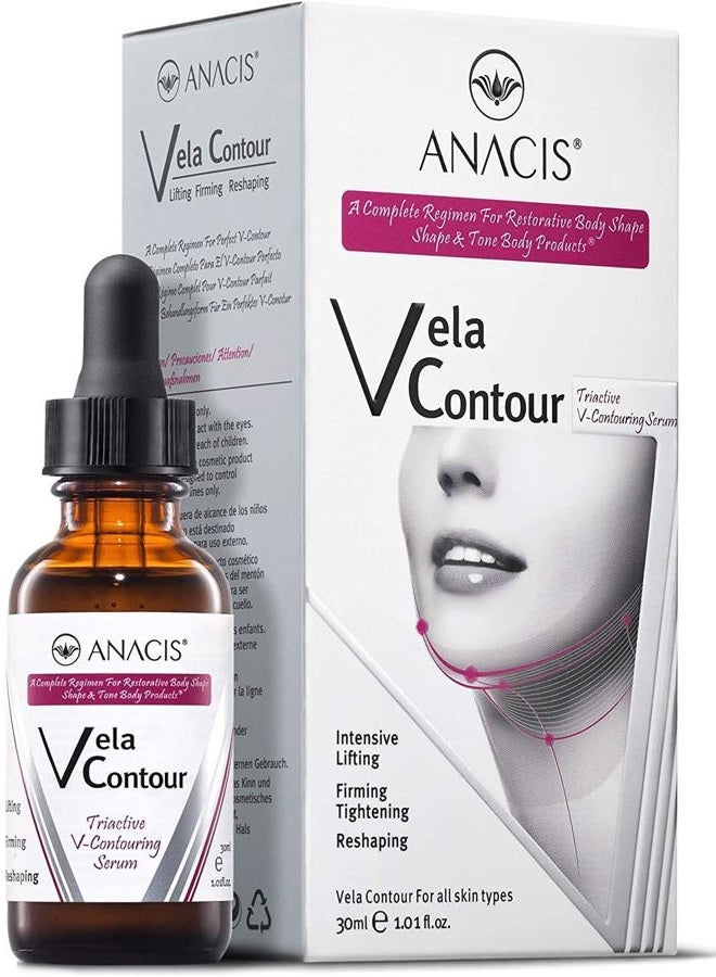 Anacis Neck Firming and Tightening, Lifting V line Serum, Chin contouring, Reduce Appearance of Double Chin, Loose and Sagging Skin. Vela Contour 30 Ml - Image 1
