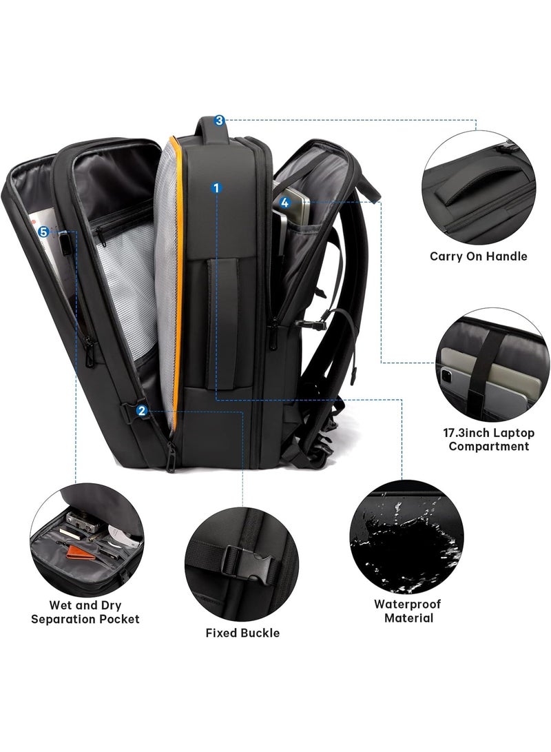 BANGE 45L Expandable Travel Backpack for Men, Large Laptop Backpack Fits 17.3 Inch, Flight Approved Carry On Bag, Business & Personal Item Travel Backpack - Image 2