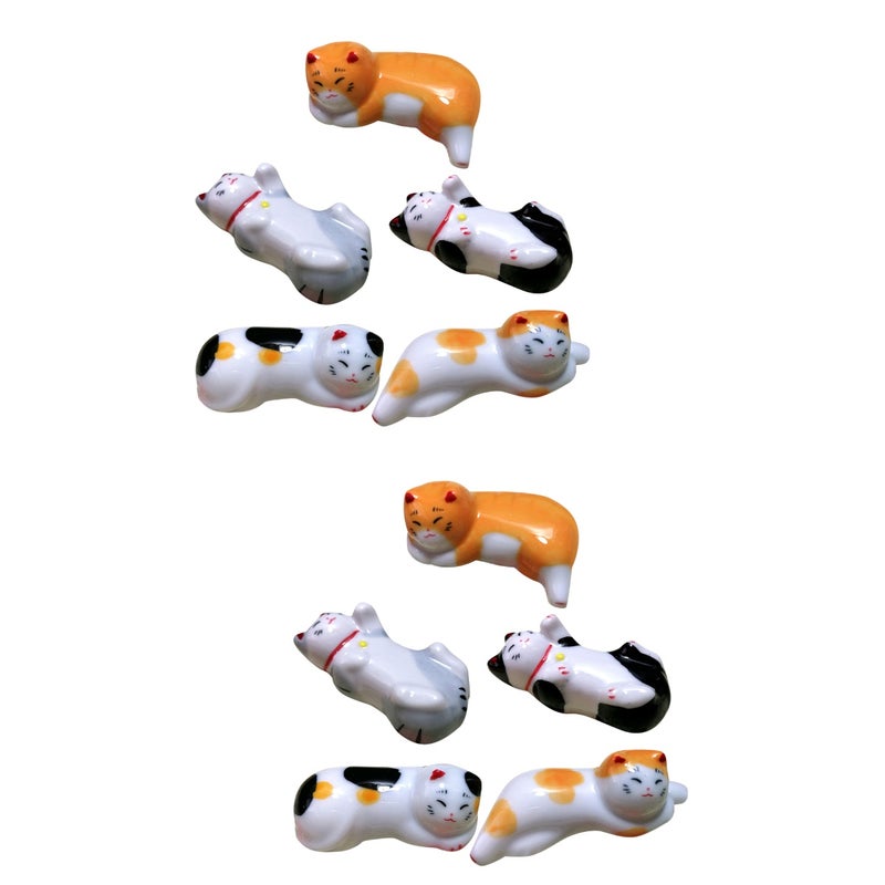 10 pcs Chopsticks Rests Ceramic Chopstick Rack Small Chopsticks Rests Cartoon Cat Chopstick Rests - Image 1