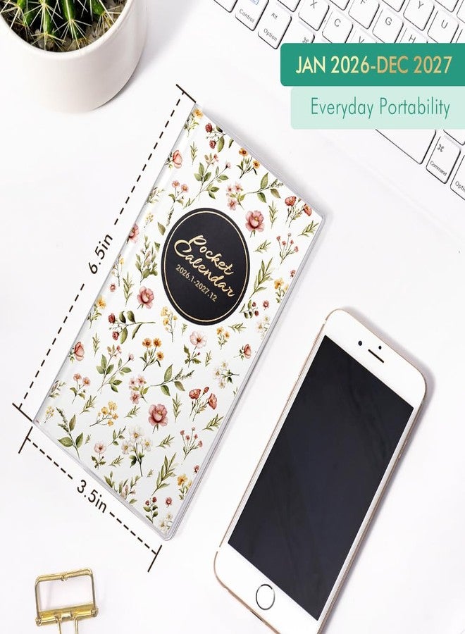molekaus Pocket Calendar 2026-2027 for Purse, Small Pocket Planner 2026-2027 for Purse 3.5×6.5In,24 Month Organizer from Jan 2026- December 2027 Mini Planner with Pvc Cover for Organizing & Planning - Image 2
