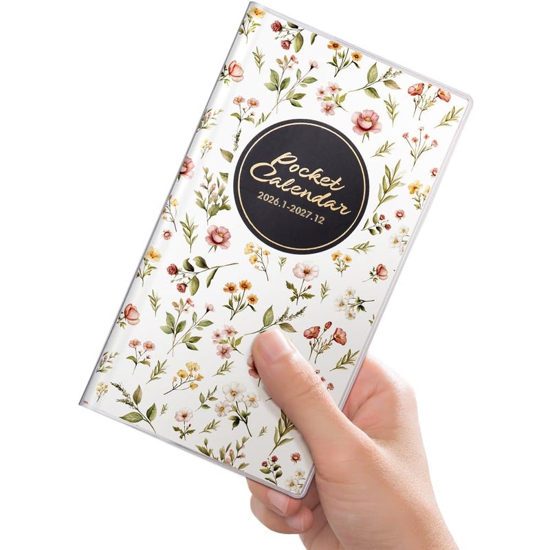 molekaus Pocket Calendar 2026-2027 for Purse, Small Pocket Planner 2026-2027 for Purse 3.5×6.5In,24 Month Organizer from Jan 2026- December 2027 Mini Planner with Pvc Cover for Organizing & Planning - Image 1