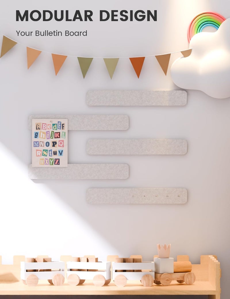 Fluxynara Cork Board Alternative Felt Strip Board 5-Pack 13"x2", Office Pin Board with 35 Push Pins, Adhesive Install for Bedroom Door & Home Office(Oatmeal) - Image 5