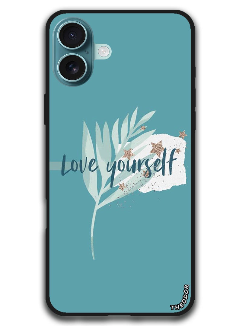 Theodor Protective Case Anti Scratch Shock Proof Bumper Cover For iPhone 16 (6.1)-inch Love yourself - Image 1