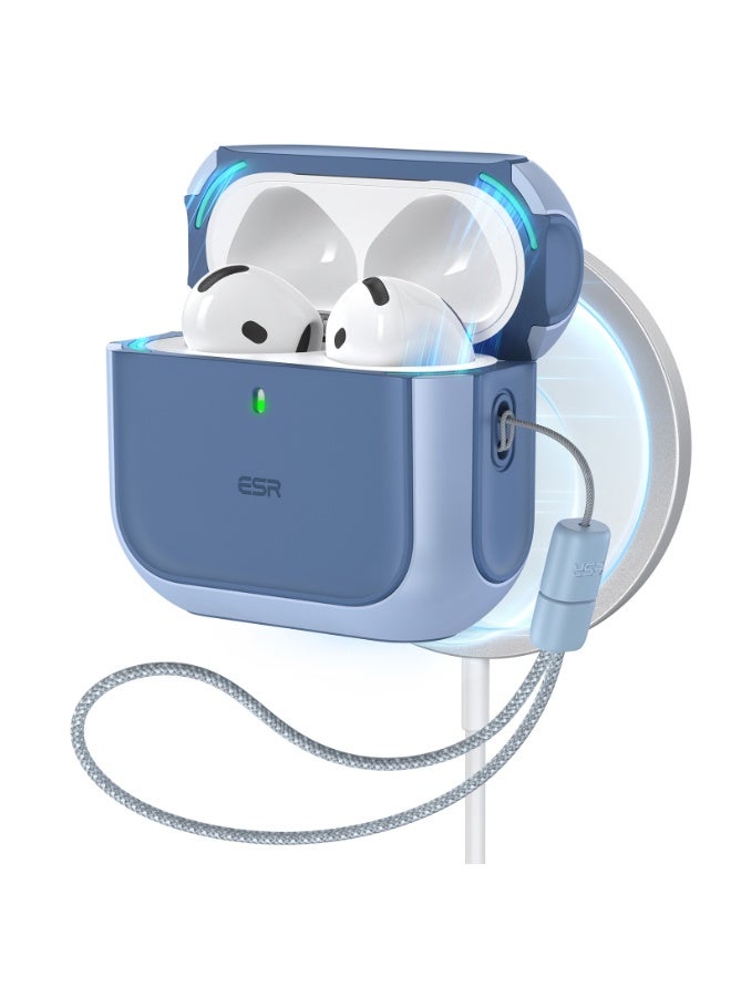اي اس ار ESR for AirPods 4 Case, Compatible with AirPods 4th Generation Case (2024) (USB-C), Compatible with MagSafe, Drop Protection Cover with Lanyard, Magnetic Lid Lock, Orbit Hybrid Series blue - Image 1