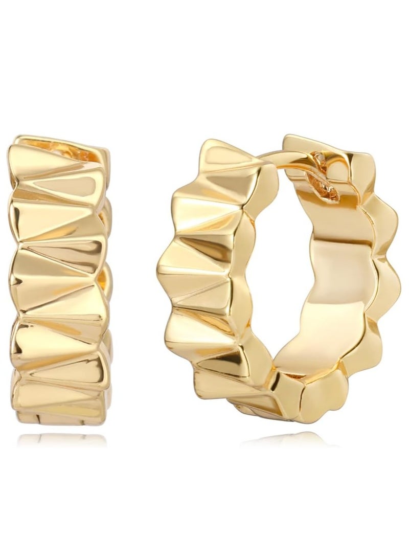 Mevecco Women Huggie Earrings Gold Hoop 14K Gold Filled Small Simple Handmade Hypoallergenic Everyday Jewelry - Image 1