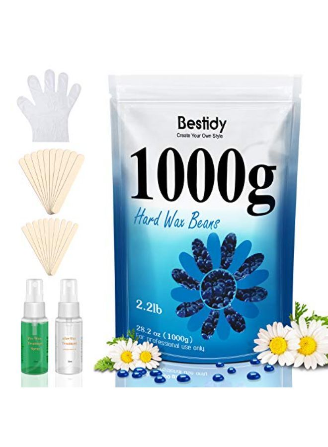 Bestidy Wax Beads 1000G/2.2Lb/35Oz?Waxing Kits For Hair Removal With 2 Wax Treatment Oil, 20 Wax Applicator Sticks, 1 Pair Of Gloves (1000G)  - Image 1