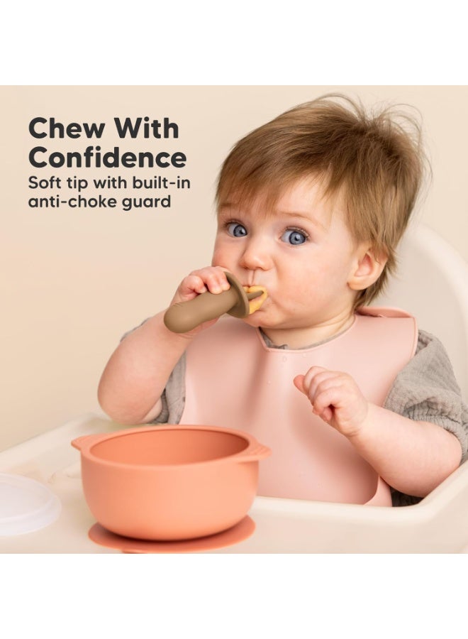 KeaBabies 4-Pack Silicone Baby Spoons and Forks Set - Baby Led Weaning Utensils 6-12 Months, Self Feeding Toddler Spoon & Fork for Training, Teething, Easy to Hold, BPA-Free Silicone (Slate) - Image 2