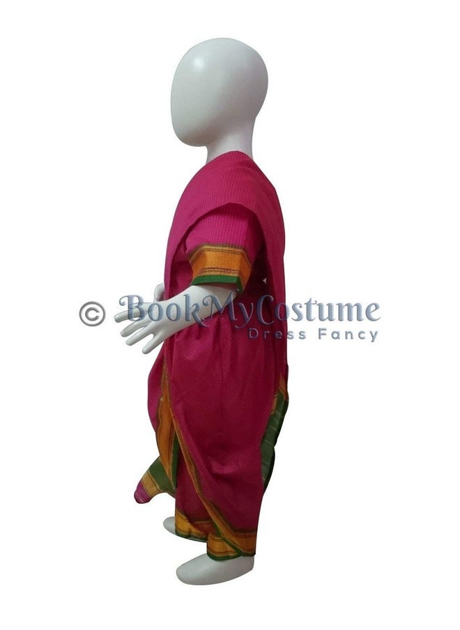 بوك ماي كوستيوم - BookMyCostume فستان ماهاراشترايان ماراثي كاستا ساري لافاني للرقص الفاخر للفتيات من عمر 7 إلى 8 سنوات - Image 1