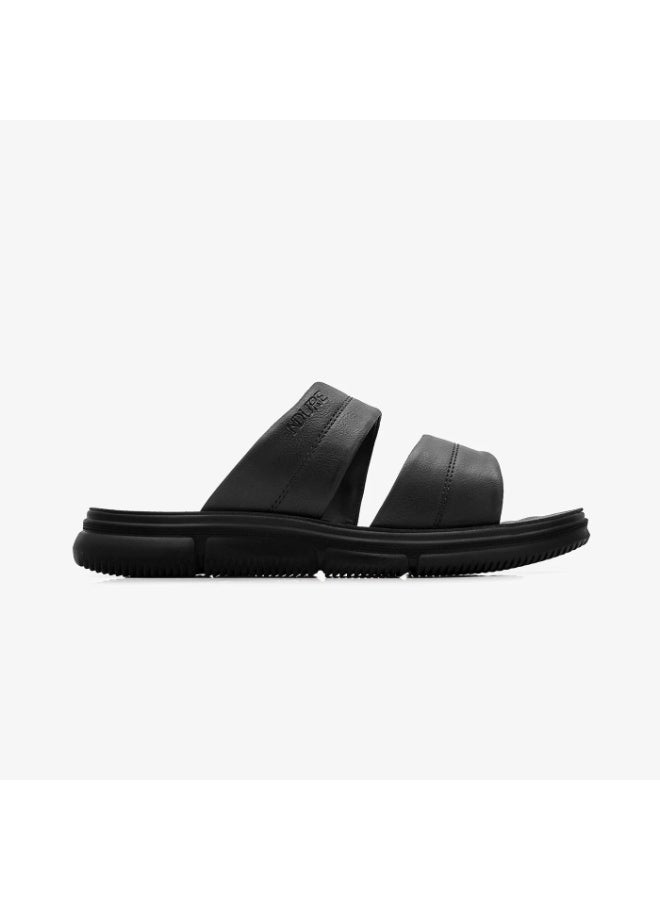 NDURE Men's Double Strap Slide Sandals, Leather, Casual Open Toe Slip-On - Image 1