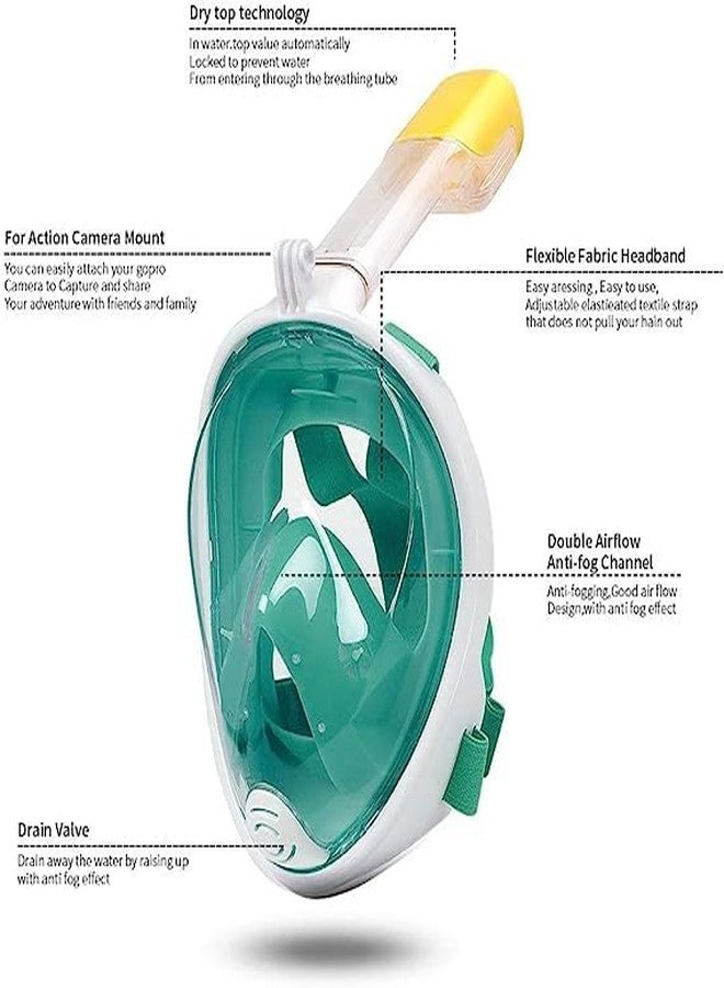 VBM Full-Face Snorkeling Mask 180° Seaview Easy Breathing Diving Mask Suitable for Adults or Kids Sports Camera Slot Anti-Fog and Leak Proof - Image 5