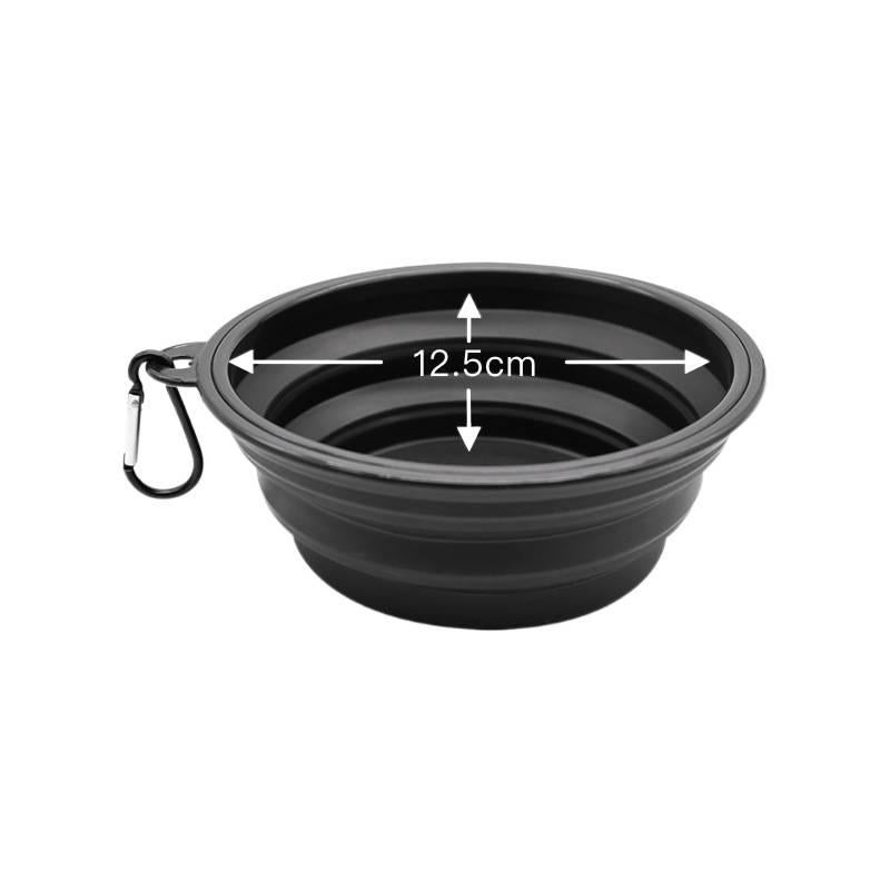 Black Portable Silicone Pet Bowl with Collapsible Design Portable Travel Silicone Build and Travel Outdoor Use for dogs cats travel walks and outdoor feeding Routine Use - Image 1