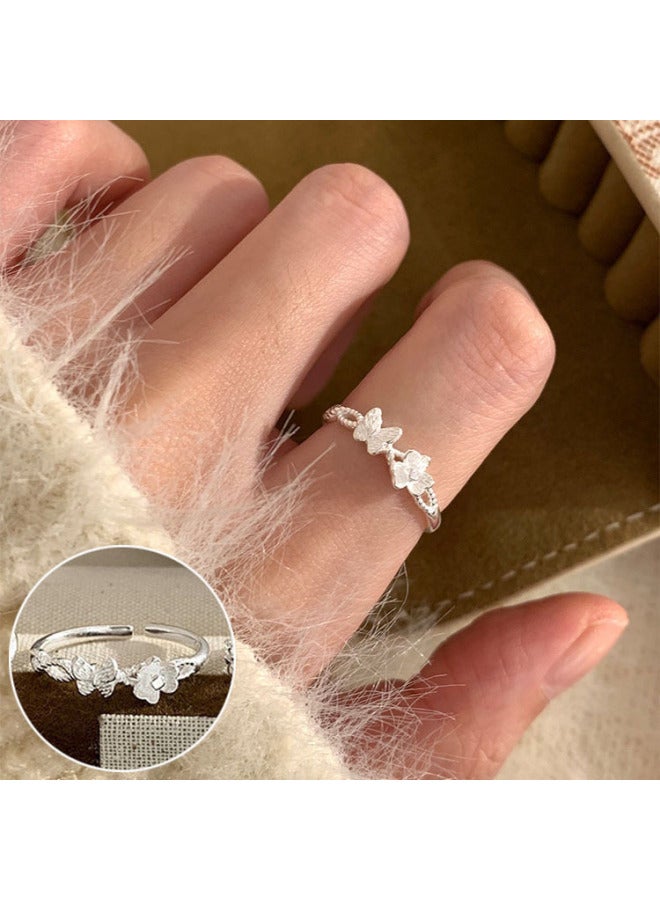 Sweet Stacked Ring Women's Fine Circle All-match Exquisite Bow Loving Heart Open Ring Instagram Style Internet Celebrity Finger Ring