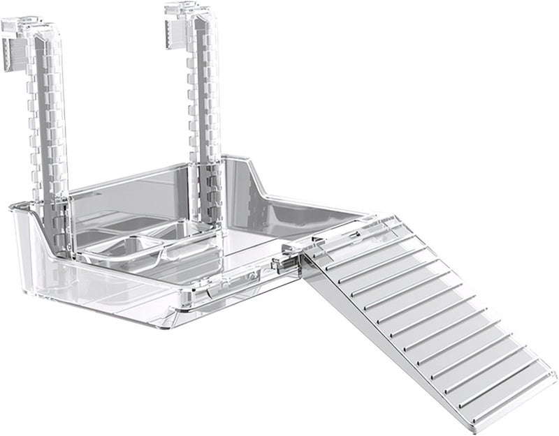 Turtle Basking Platform with Adjustable Ramp and Feeding Trays for Indoor Aquariums and Semi-Aquatic Habitats - Image 1