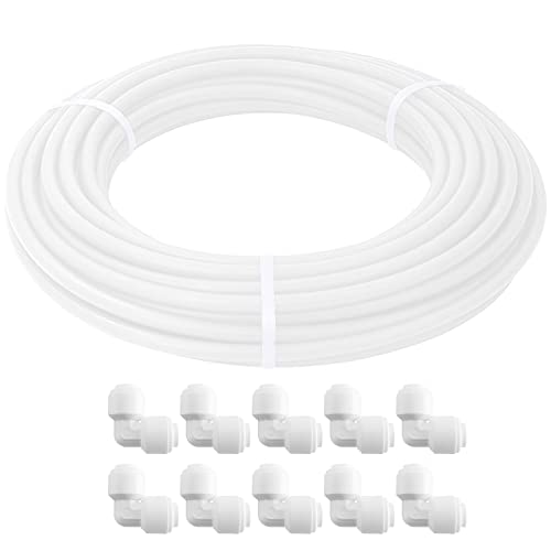 SHAPURE Food Grade Plastic 15m 1/4-inch Pipe Tube with Pushfit Elbow for All Types of RO Water Purifier - Image 1