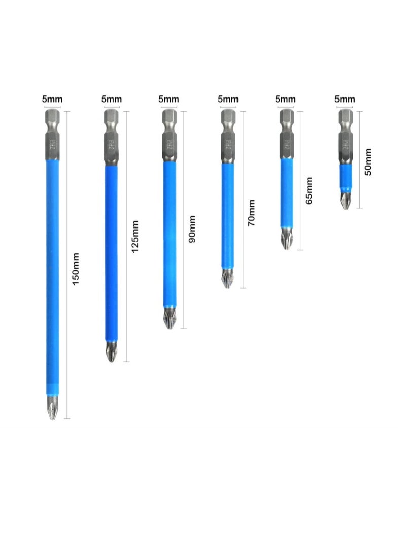 Yakumuz Magnetic Anti-slip Drill Bit-6Pcs PH2 Bits Set Yakumuz 1/4 Inch Hex Shank Anti Slip Screw Extractor and Magnetic Screwdriver Bit Set, S2 Alloy Steel Magnetic Screw Bits Hand Tools Electric Cross Head Bits  - Image 3
