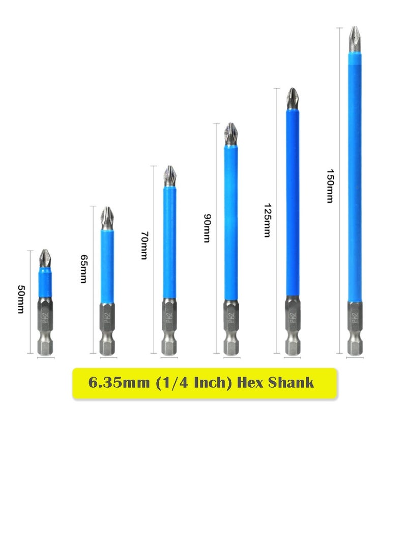 Yakumuz Magnetic Anti-slip Drill Bit-6Pcs PH2 Bits Set Yakumuz 1/4 Inch Hex Shank Anti Slip Screw Extractor and Magnetic Screwdriver Bit Set, S2 Alloy Steel Magnetic Screw Bits Hand Tools Electric Cross Head Bits  - Image 4