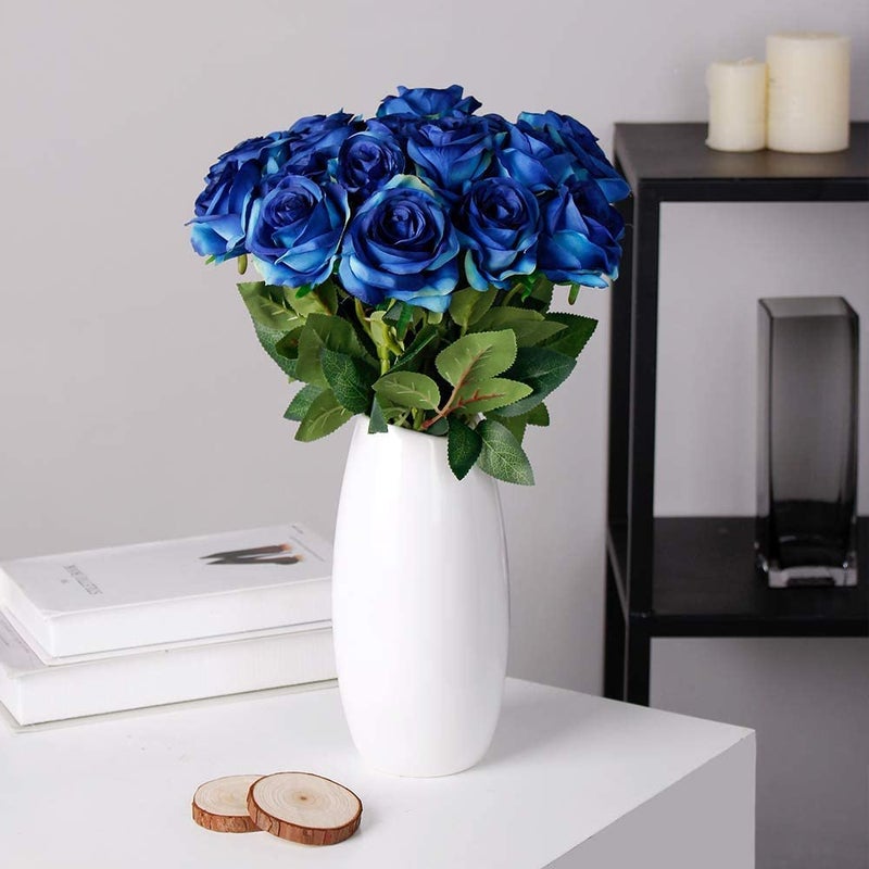 The Decor Affair 10 Pcs Blue Artificial Rose Bouquet Perfect for Home Decor Weddings and Special Occasions  - Image 2