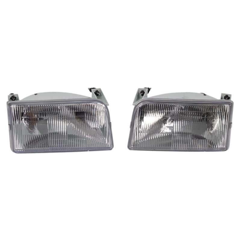 TRQ 2 Piece Headlight Assembly Set Halogen Chrome Bezel Driver  Passenger Side Compatible with Ford Bronco 19921996 F150 F250 F350 19921997 F250 HD 1997 FO2502118 FO2503114