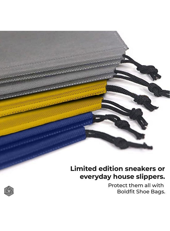 BOLDFIT Boldfit Shoe Bag for Travel & Storage Travel Organizer for Women & Men Travel Accessories Shoe Organizer Shoe Bags Pouches Travel Shoe Cover, Essentials - Pack of 6 Shoe Pouch (Blue, Yellow, Grey) - Image 5