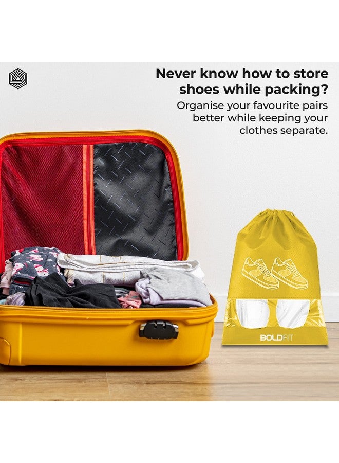 BOLDFIT Boldfit Shoe Bag for Travel & Storage Travel Organizer for Women & Men Travel Accessories Shoe Organizer Shoe Bags Pouches Travel Shoe Cover, Essentials - Pack of 6 Shoe Pouch (Blue, Yellow, Grey) - Image 2