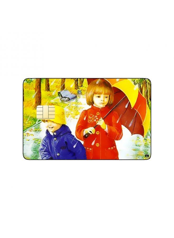 RKN PRINTED BANK CARD STICKER Beautiful Kids Vintage Art With Umbrella - Image 2