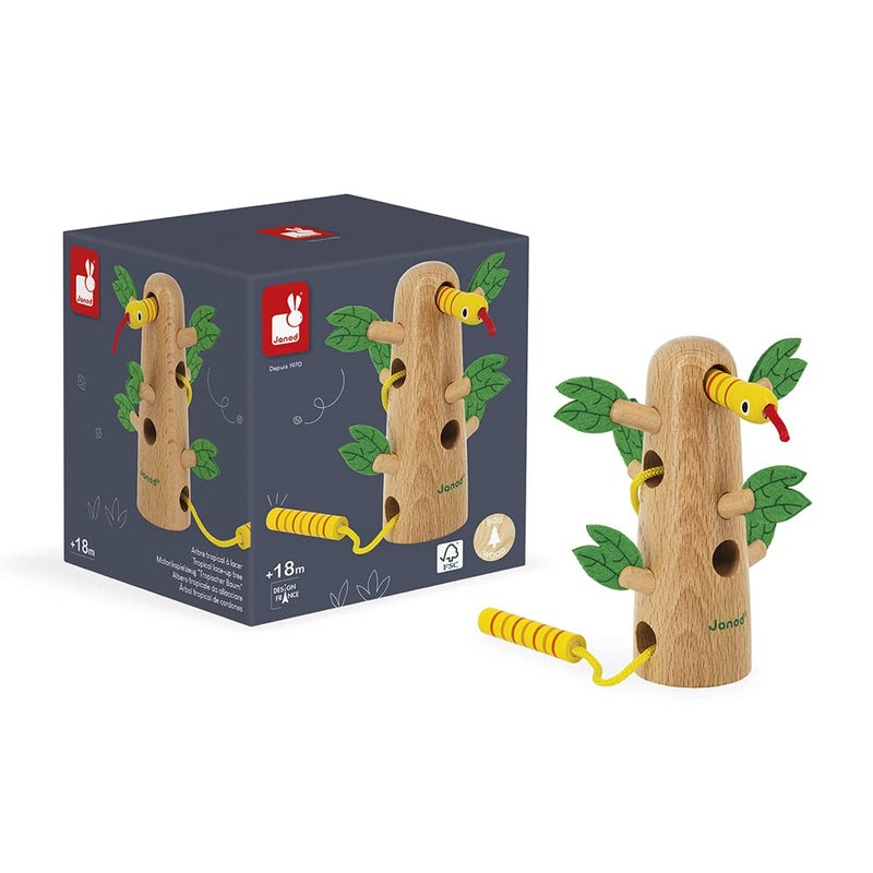 Janod  Tropik LaceUp Tropical Tree  Wooden EarlyLearning Toy  Educational Toy Fine Motor and Concentration Skills  WaterBased Paint  18 Months  J08265 - Image 3