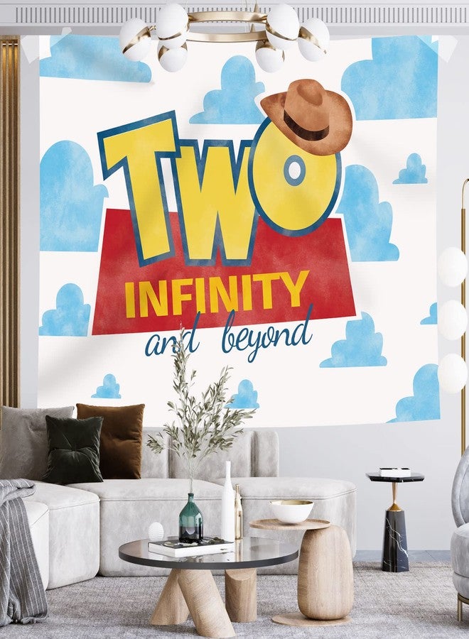 Rsuuinu Two Infinity and Beyond 2nd Birthday Hat Blue Clouds Photography Backdrop 7x5ft - Image 3