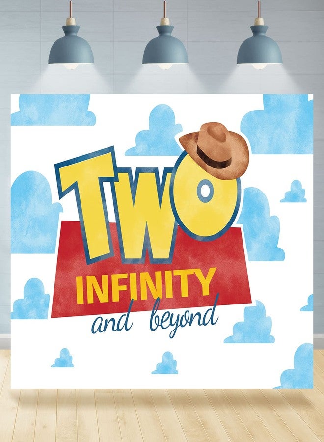 Rsuuinu Two Infinity and Beyond 2nd Birthday Hat Blue Clouds Photography Backdrop 7x5ft - Image 1