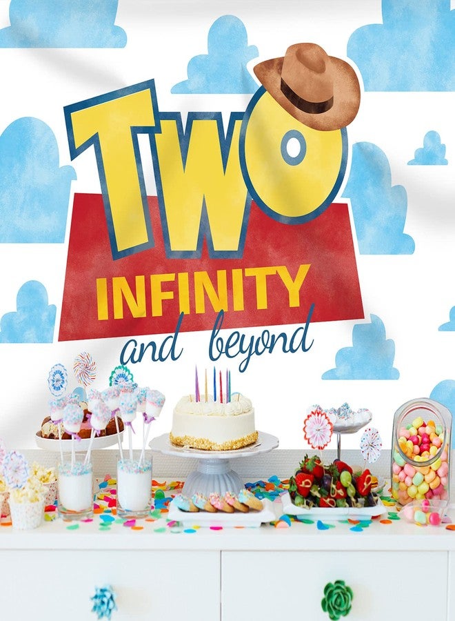 Rsuuinu Two Infinity and Beyond 2nd Birthday Hat Blue Clouds Photography Backdrop 7x5ft - Image 5