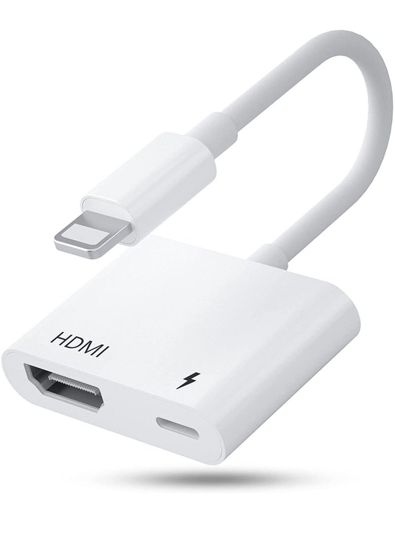 HDMI Adapter for iPhone,HDMI Sync Screen Converter, 1080P HDMI Digital AV Adapter with Charing Port,Compatible with iPhone 13/12/11/X/8/7/ iPad/ iPod to HD TV/Monitor/Projector. [No Need Power] - Image 1
