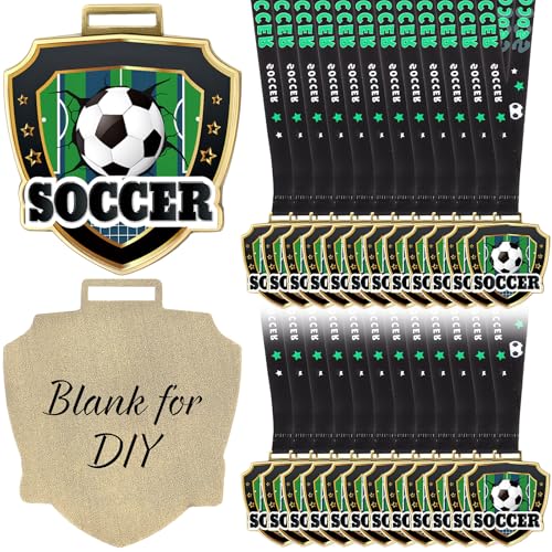 Loetere 122436 Pcs 256 Award Medals Bulk with Neck Ribbon Sport Winner Medal Trophy for Team Tournaments Prize Gift Participation Competition Party Favor36 PcsSoccer - Image 1