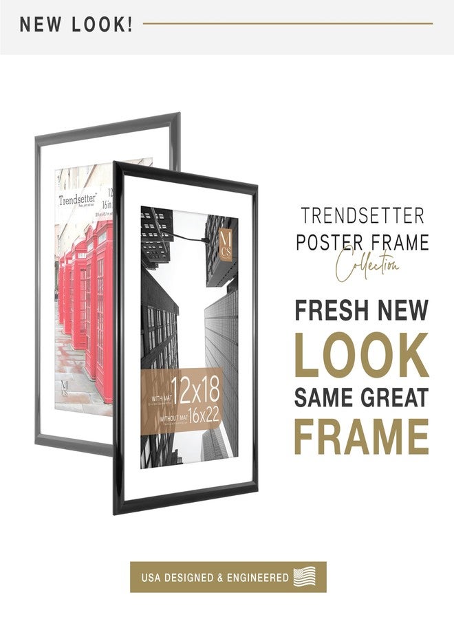 أم سي أس إطار ملصقات MCS Trendsetter مقاس 16x22، لعرض الصور مقاس 12x18 مع إطار داخلي أو 16x22 بدون إطار داخلي، إطار صور كبير معلق على الحائط عموديًا وأفقيًا للصور والملصقات، أسود (عبوة واحدة) - Image 2