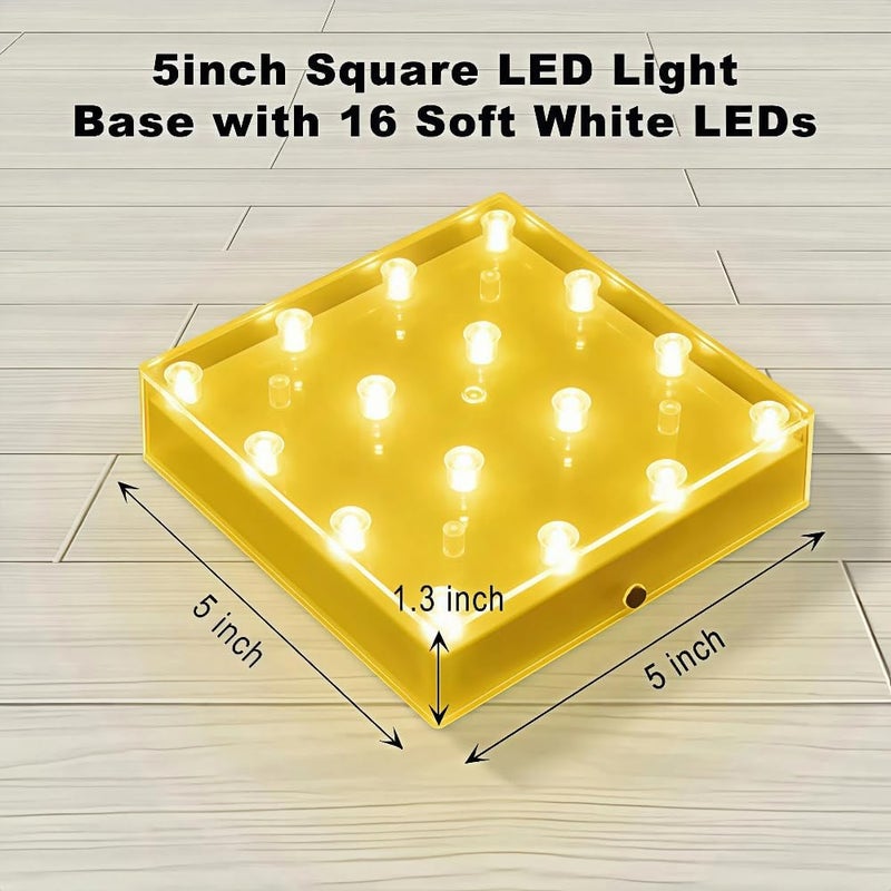 Simplelight4you Store Simplelight 5 Inch Square LED Light Base - Perfect for Glass Art, Ideal Led Display for Vases, Centerpieces (5inch Square LED Vase Base Light, Soft White) - Image 2