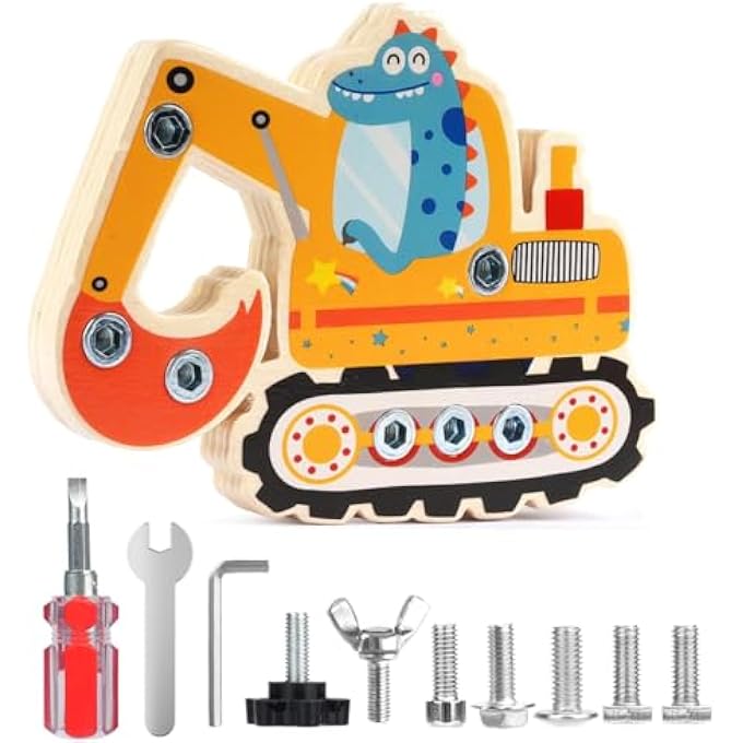WOODEN DINOSAUR DIGGER SET, DINOSAUR DIGGER NUTS FUN DISASSEMBLY AND ASSEMBLY TOOLS SUITABLE FOR DEVELOPING BRAINPOWER - Image 1